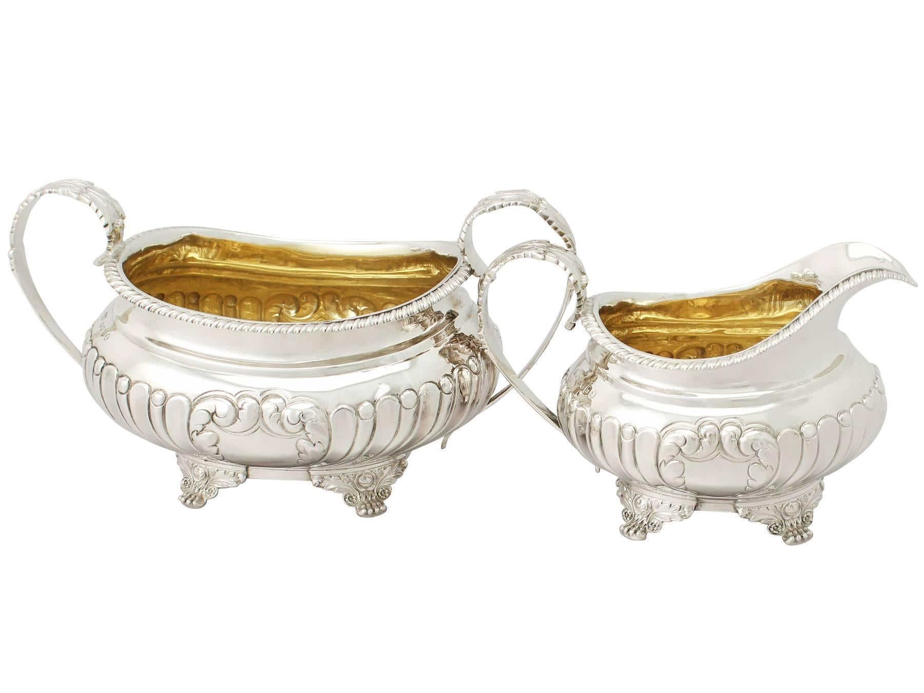 1825 Antique Regency Style Sterling Silver Three-Piece Tea Service 4