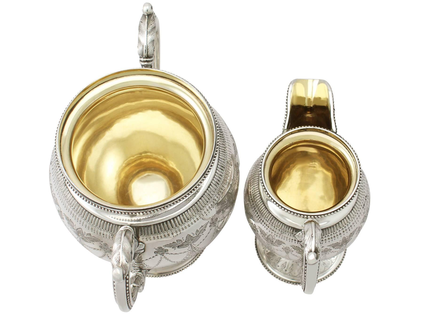 Sterling Silver Four-Piece Tea and Coffee Service, Antique Victorian 5