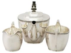 Sterling Silver Three Piece Tea Service, Antique George V