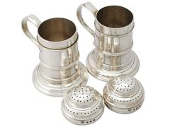 Antique Pair of Britannia Standard Silver Kitchen Peppers