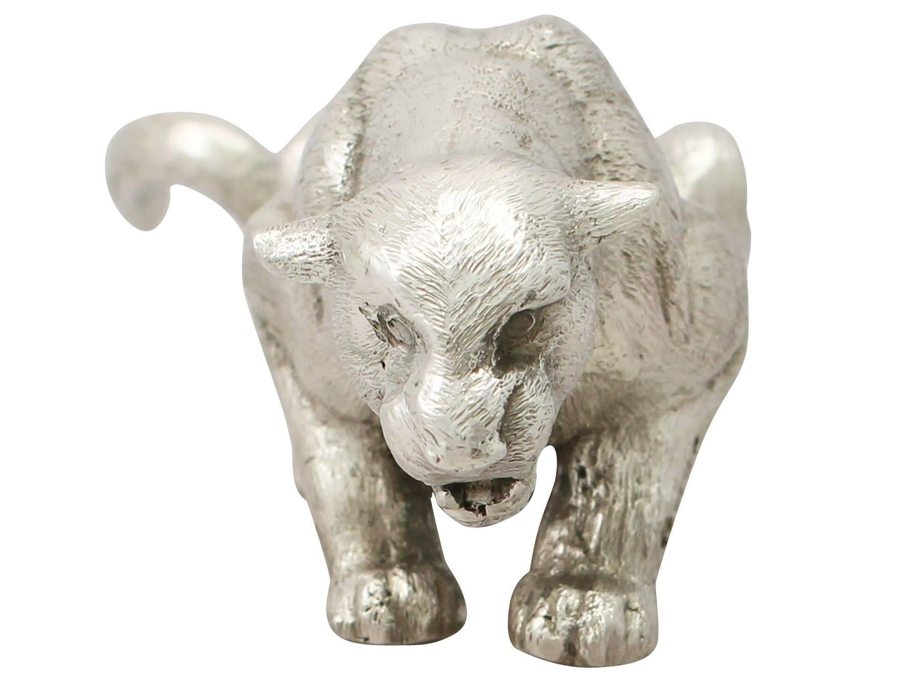 Late 20th Century Sterling Silver Model of a Panther - Vintage Elizabeth II
