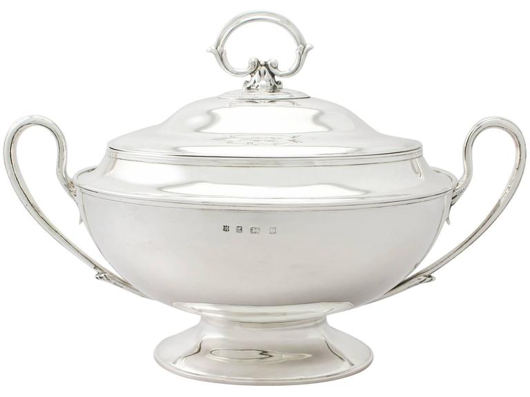 Sterling Silver Soup Tureen Antique Edwardian For Sale at 1stdibs