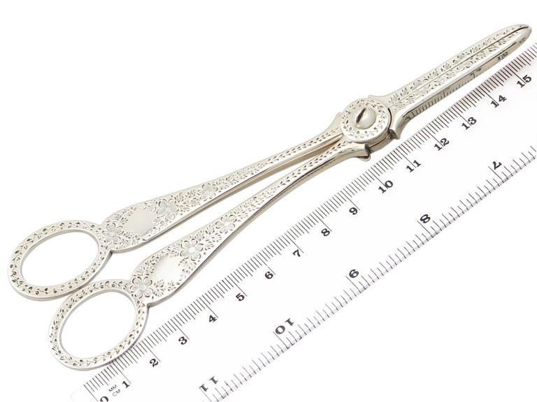Late 19th Century Sterling Silver Grape Shears - Antique Victorian