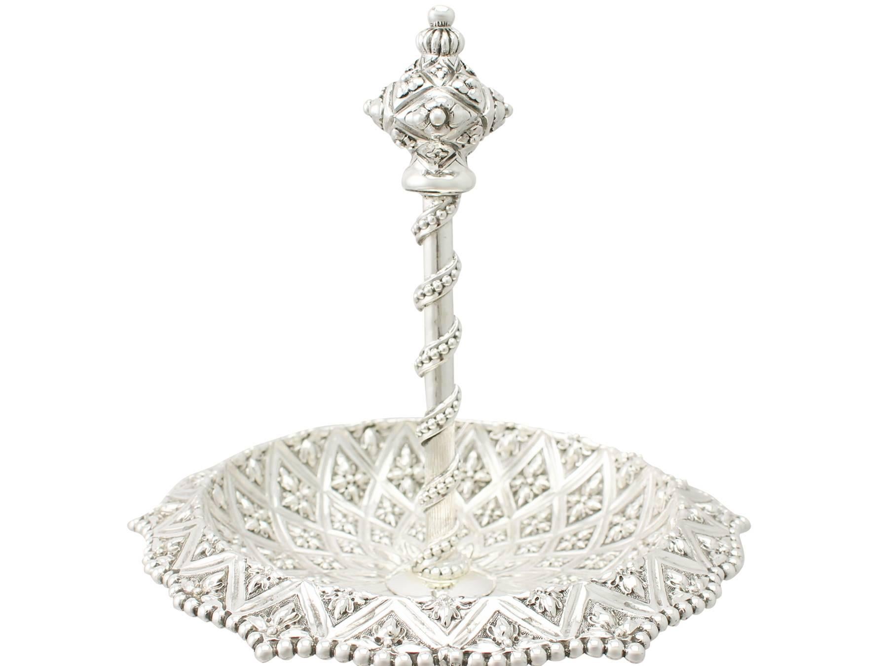English Sterling Silver Cake Stand or Centerpiece by Robert Hennell III, Victorian