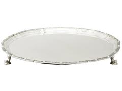 Sterling Silver Salver, Lindisfarne Style, Antique George V