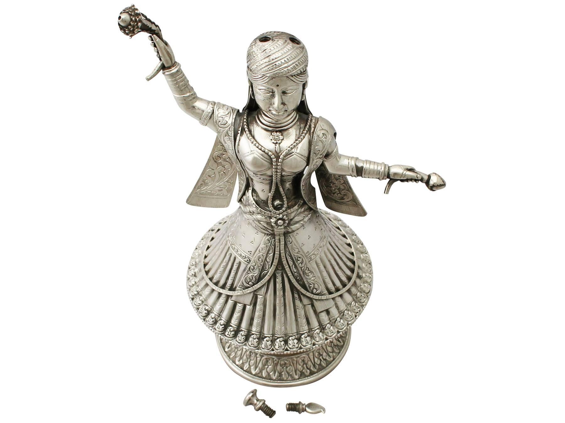 Late 19th Century Indian Silver Rosewater Sprinkler, Antique, circa 1890