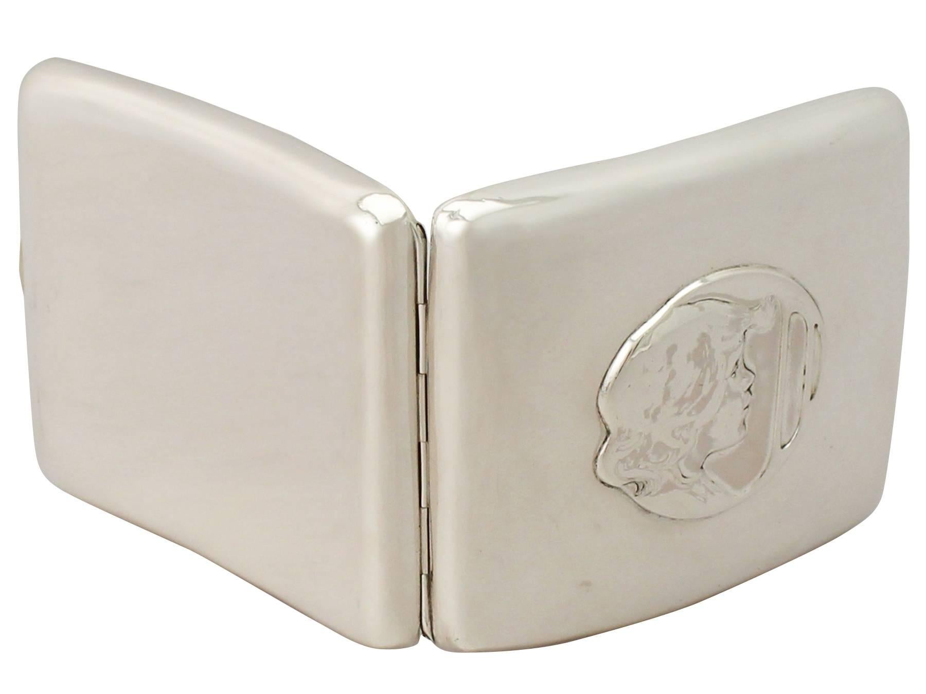 Early 20th Century Sterling Silver Cigarette Case, Art Nouveau Style, Antique Edwardian