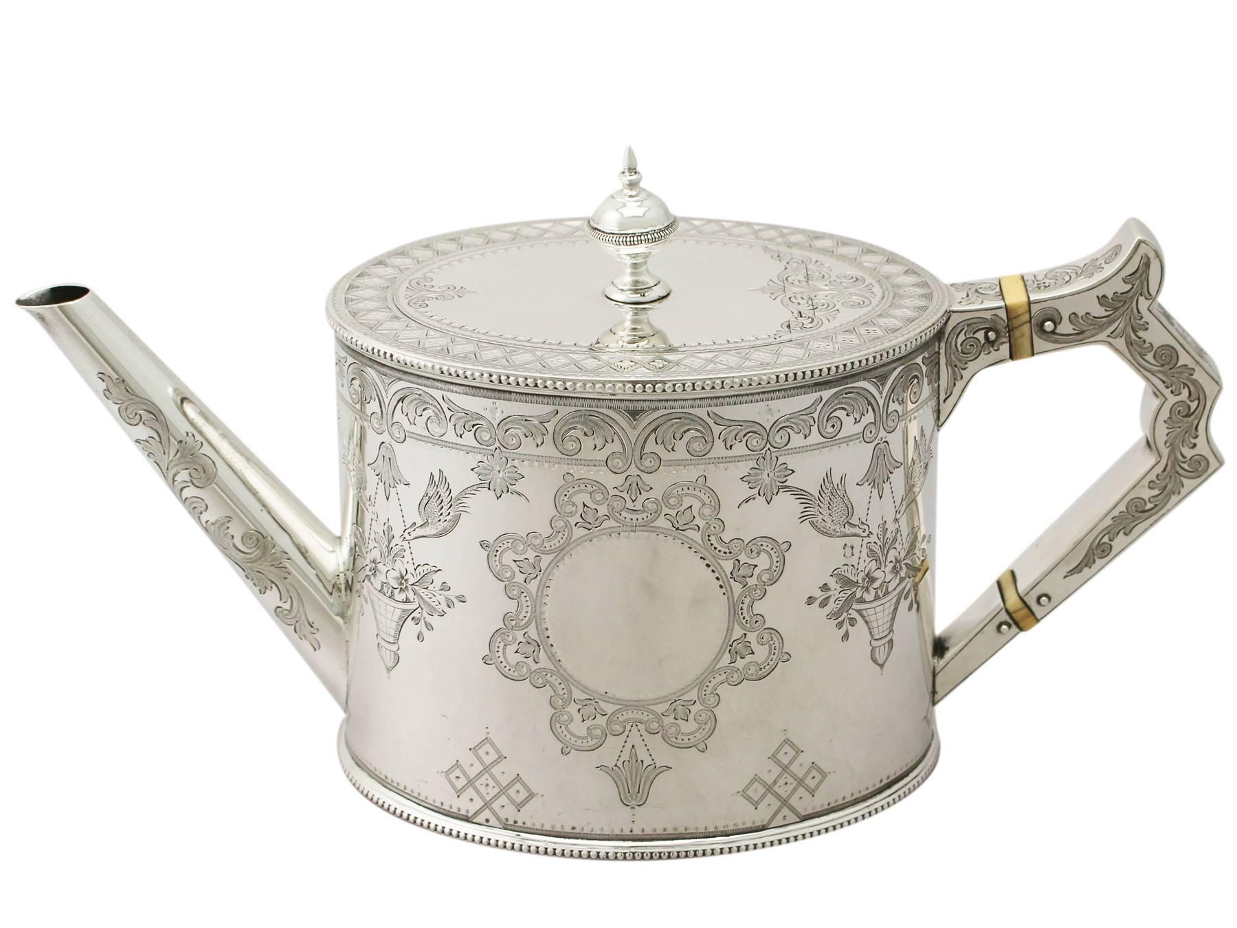 English Antique Victorian Sterling Silver Four-Piece Tea and Coffee Service 