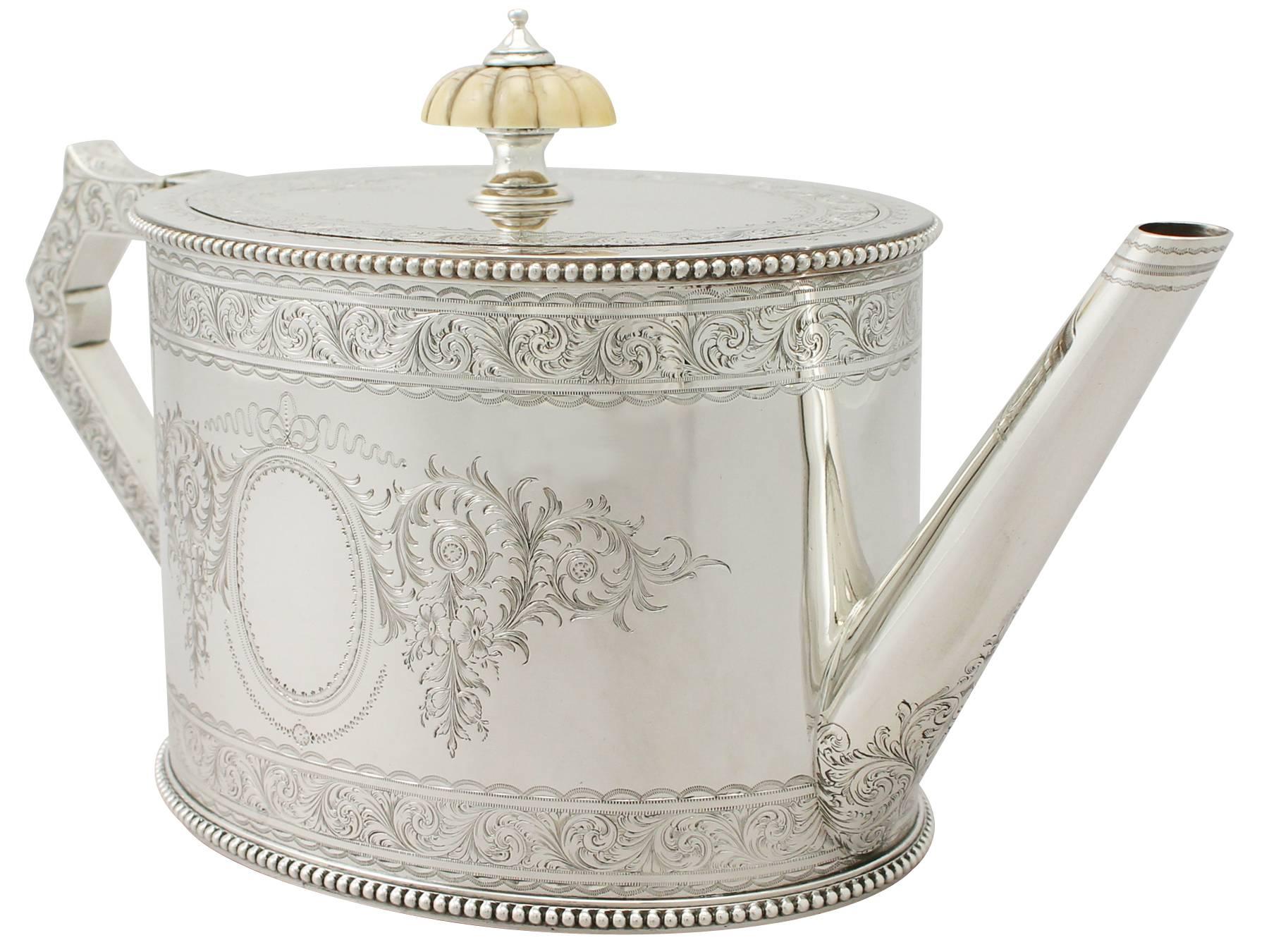 Mid-19th Century Sterling Silver Teapot by Elikington & Co Ltd, Antique Victorian