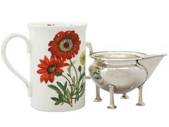 Sterling Silver Cream Jug / Creamer by A. E. Jones, Arts and Crafts Style, Antiq