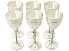 Sterling Silver Goblets Set of Six, Vintage Elizabeth II
