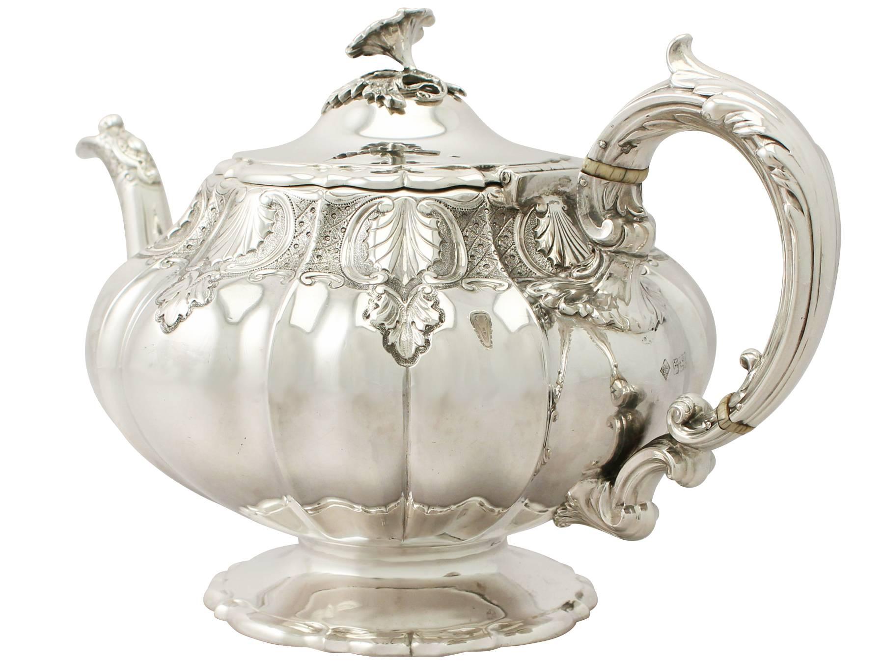 English Sterling Silver Teapot, Antique Victorian