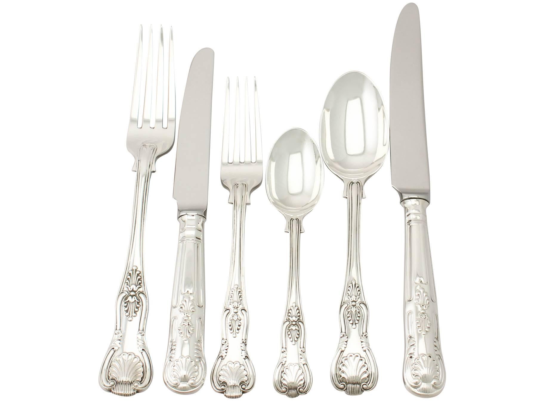 Sterling Silver Canteen of Cutlery for 12 Persons, Antique Victorian 1