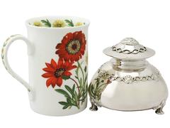 Sterling Silver Inkwell by Omar Ramsden, Arts and Crafts Style, Antique George