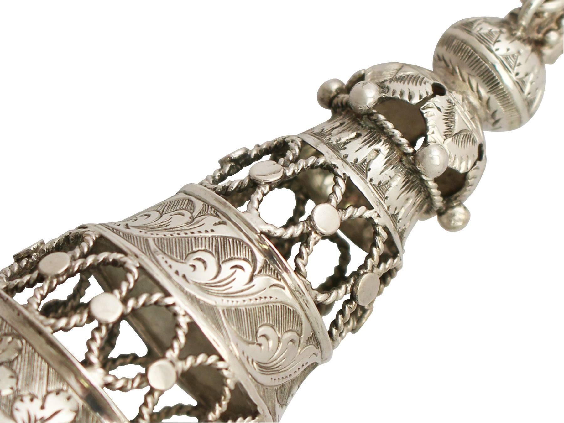 Mid-19th Century Sterling Silver Posy Holder, Antique Victorian