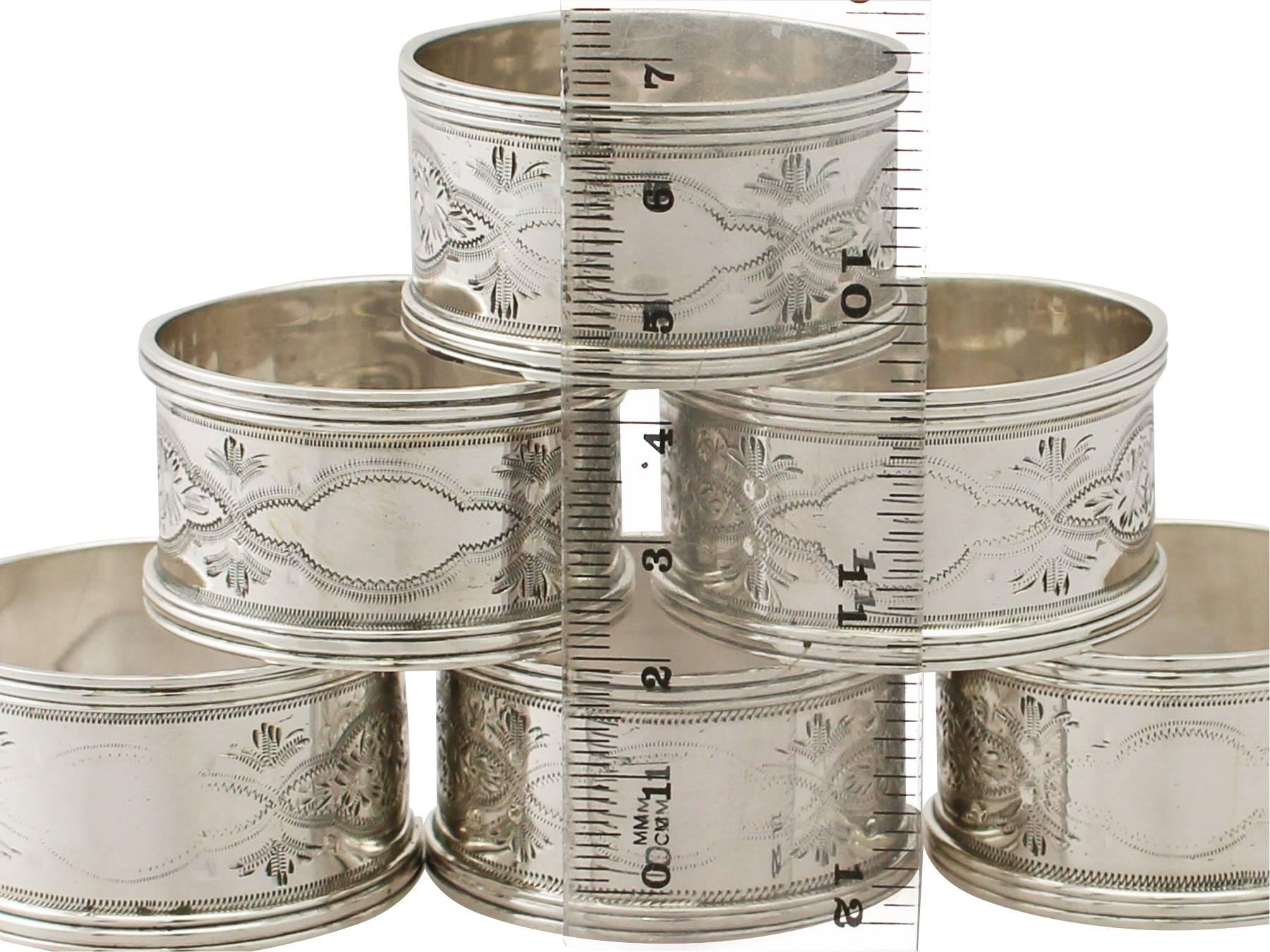 Sterling Silver Napkin Rings Set of Six, Antique George V In Excellent Condition In Jesmond, Newcastle Upon Tyne
