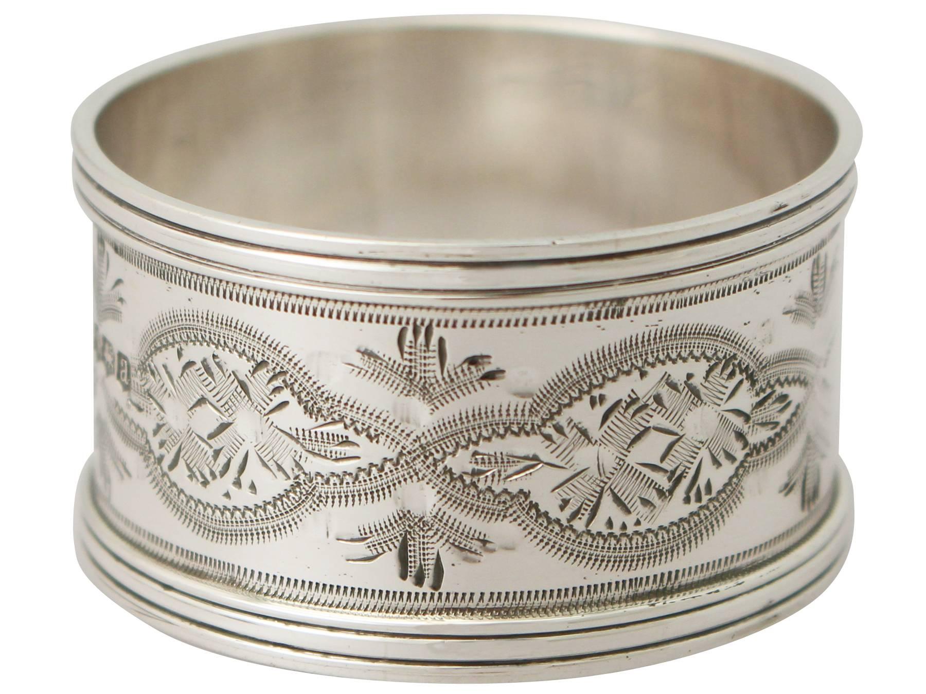 Sterling Silver Napkin Rings Set of Six, Antique George V 2