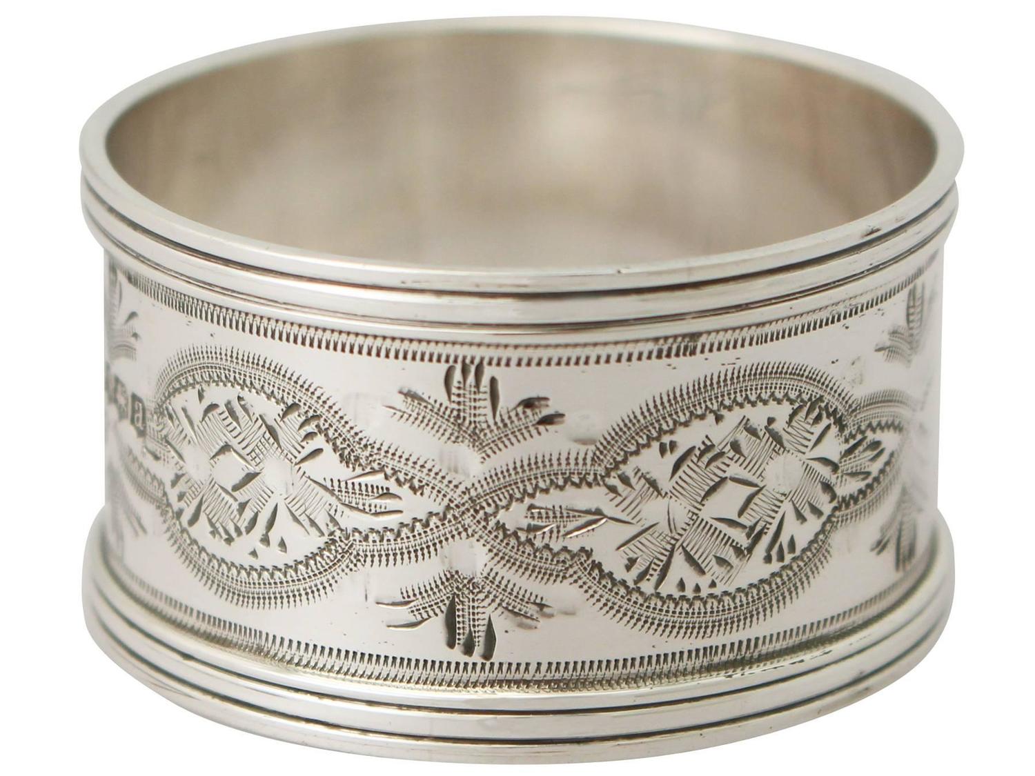 Sterling Silver Napkin Rings Set of Six, Antique V at 1stdibs