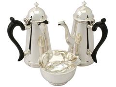Sterling Silver Cafe au Lait Set by C S Harris & Sons Ltd, Antique Edwardian