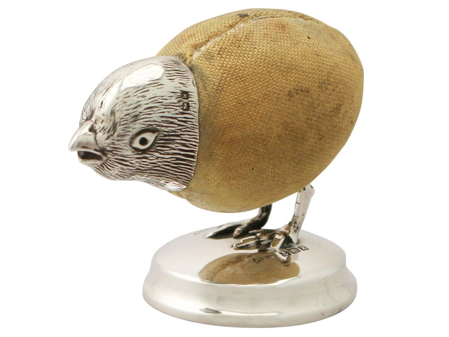 Sterling Silver ‘Chick’ Pin Cushion, Antique Edwardian For Sale at 1stdibs
