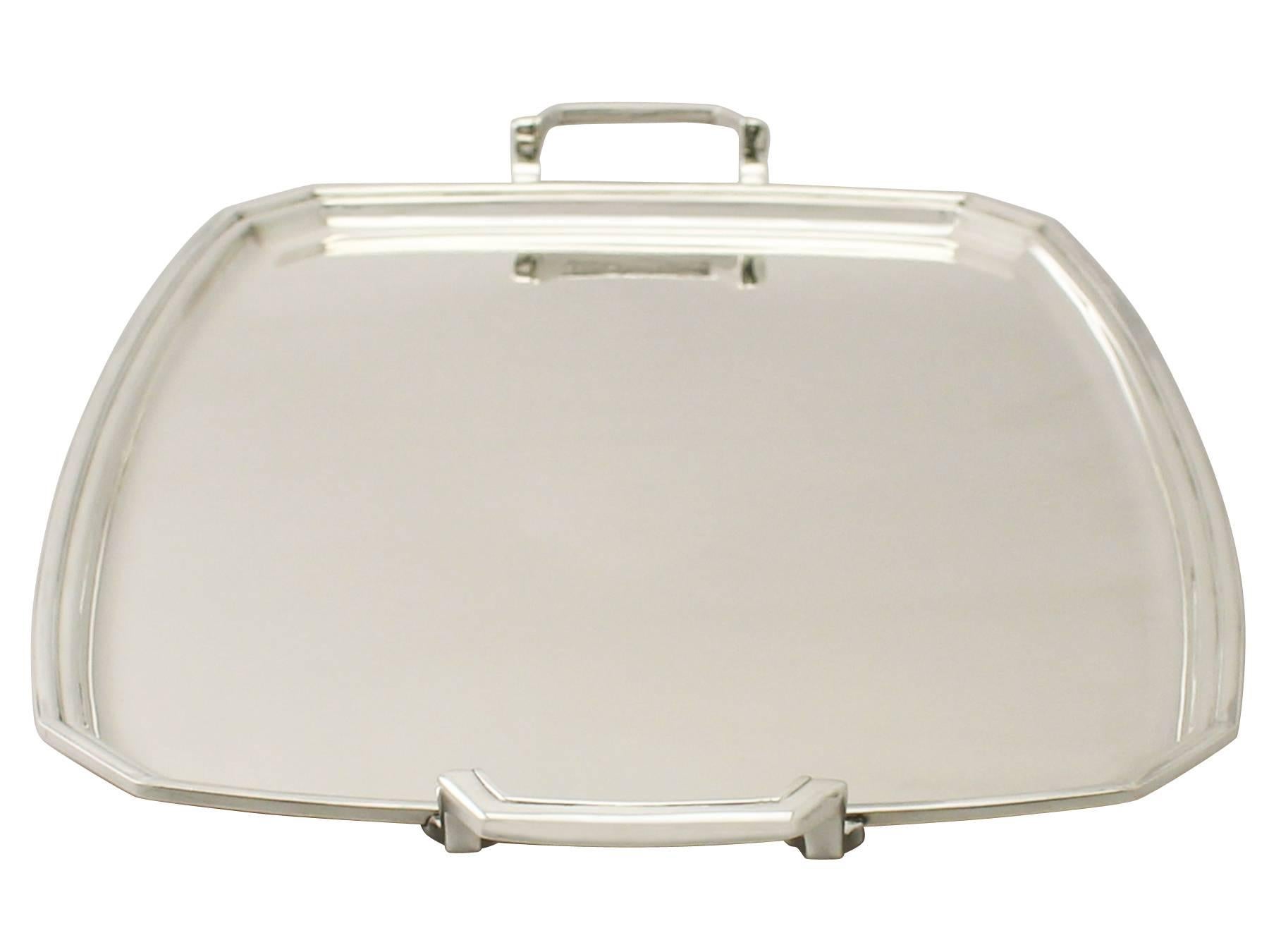 English Sterling Silver Tray, Art Deco Style, Vintage George VI