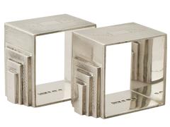 Pair of Sterling Silver Napkin Rings, Art Deco Style, Antique George V