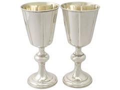 Pair of Sterling Silver Chalices, Antique Victorian