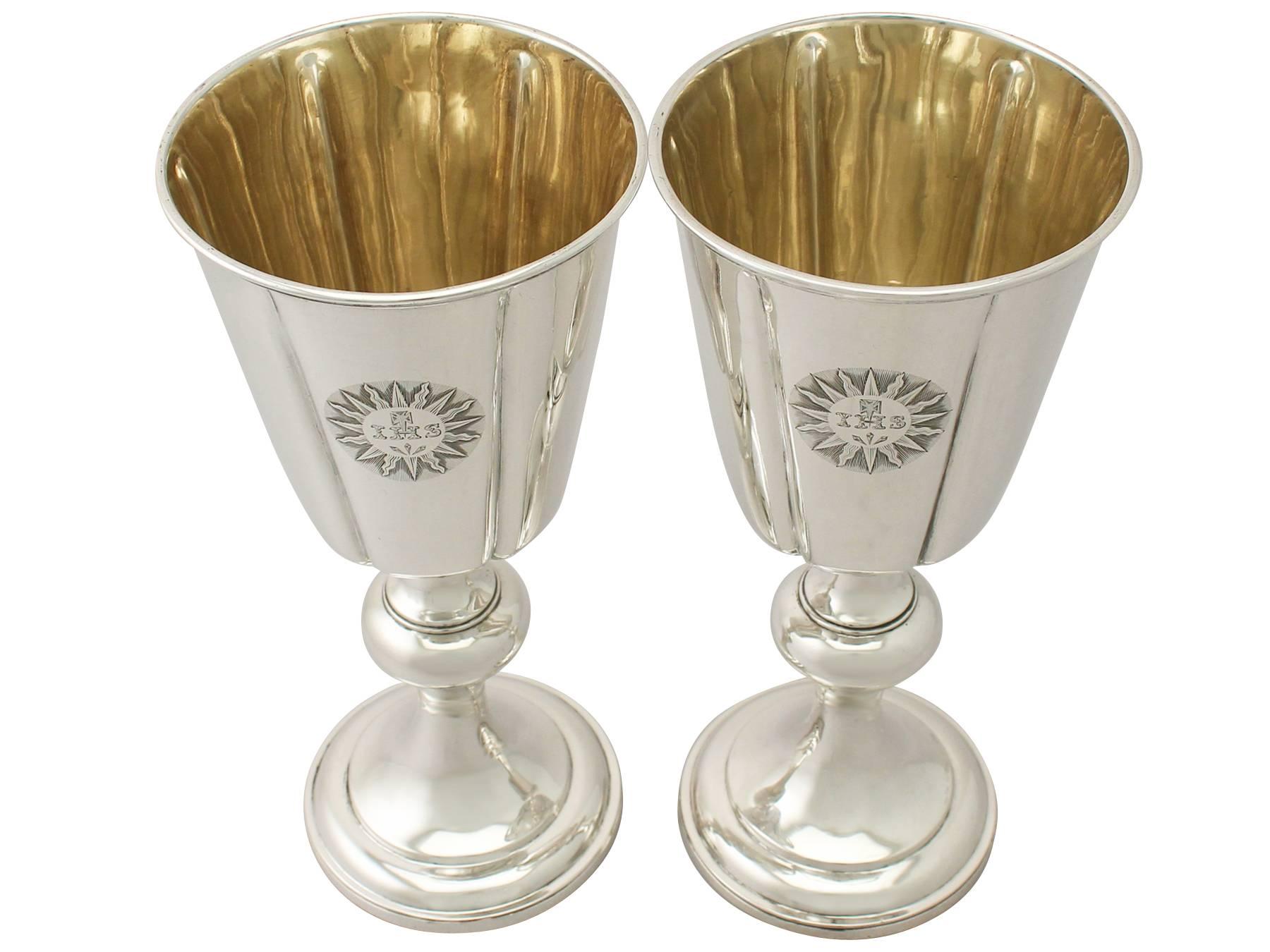 Pair of Sterling Silver Chalices, Antique Victorian In Excellent Condition In Jesmond, Newcastle Upon Tyne