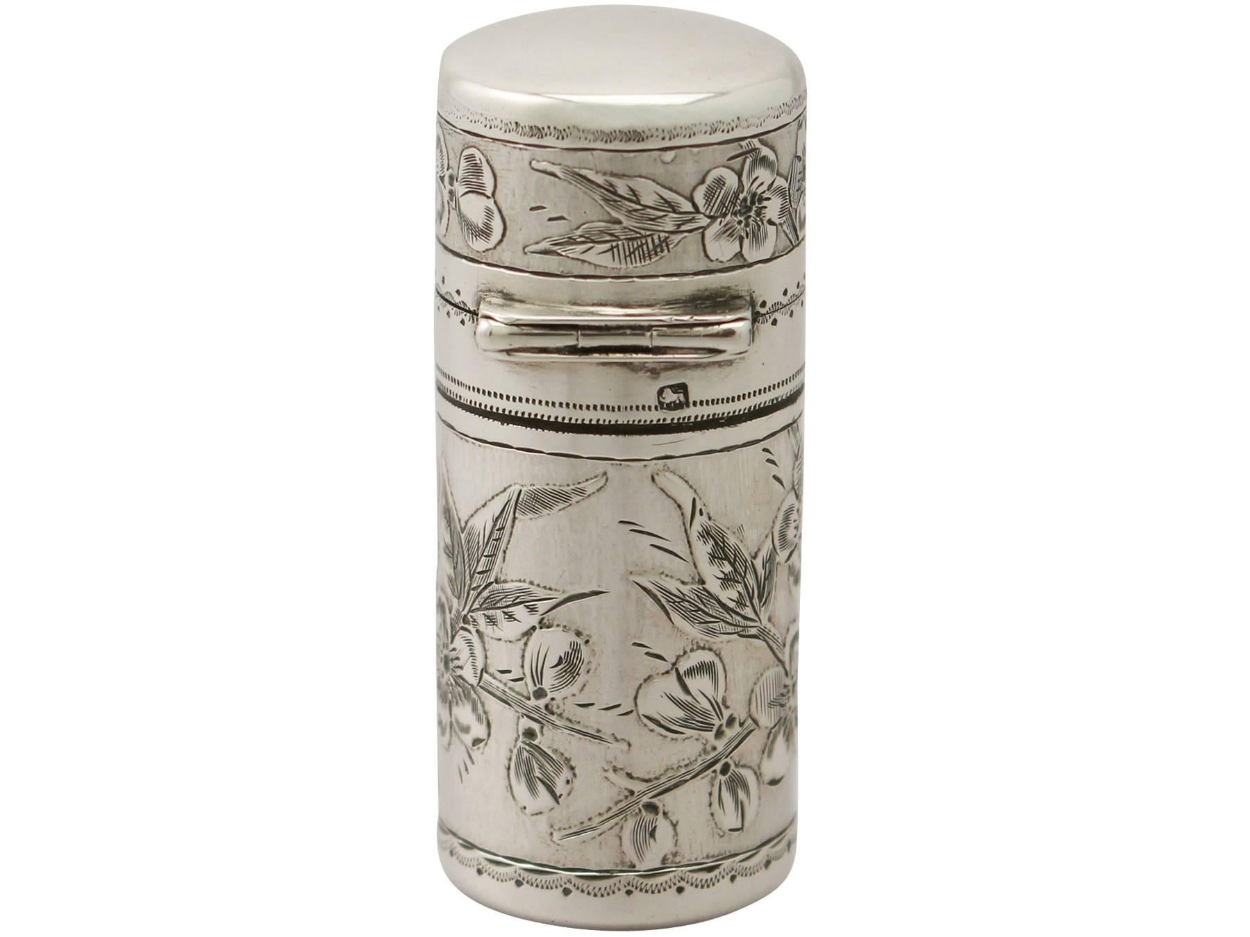 English Sterling Silver Scent Flask by Sampson Mordan & Co, Antique Victorian