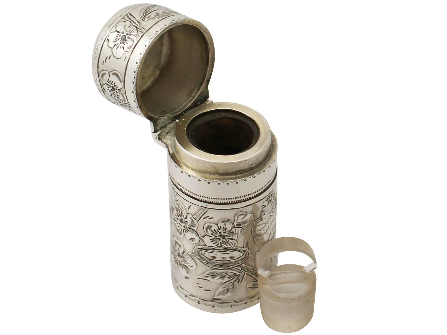 Late 19th Century Sterling Silver Scent Flask by Sampson Mordan & Co, Antique Victorian