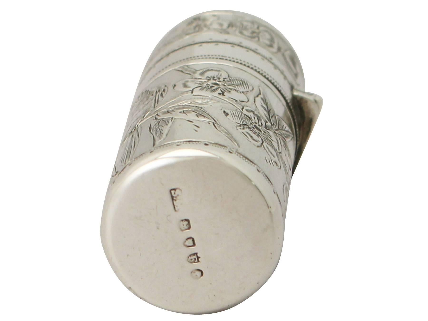 Sterling Silver Scent Flask by Sampson Mordan & Co, Antique Victorian 5