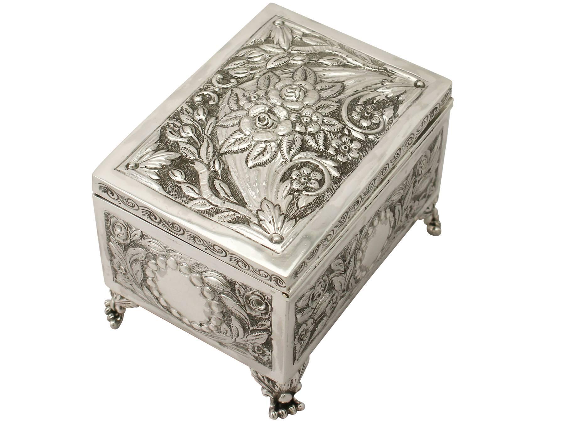 English Sterling Silver Box/Jewelry Casket - Antique Edwardian