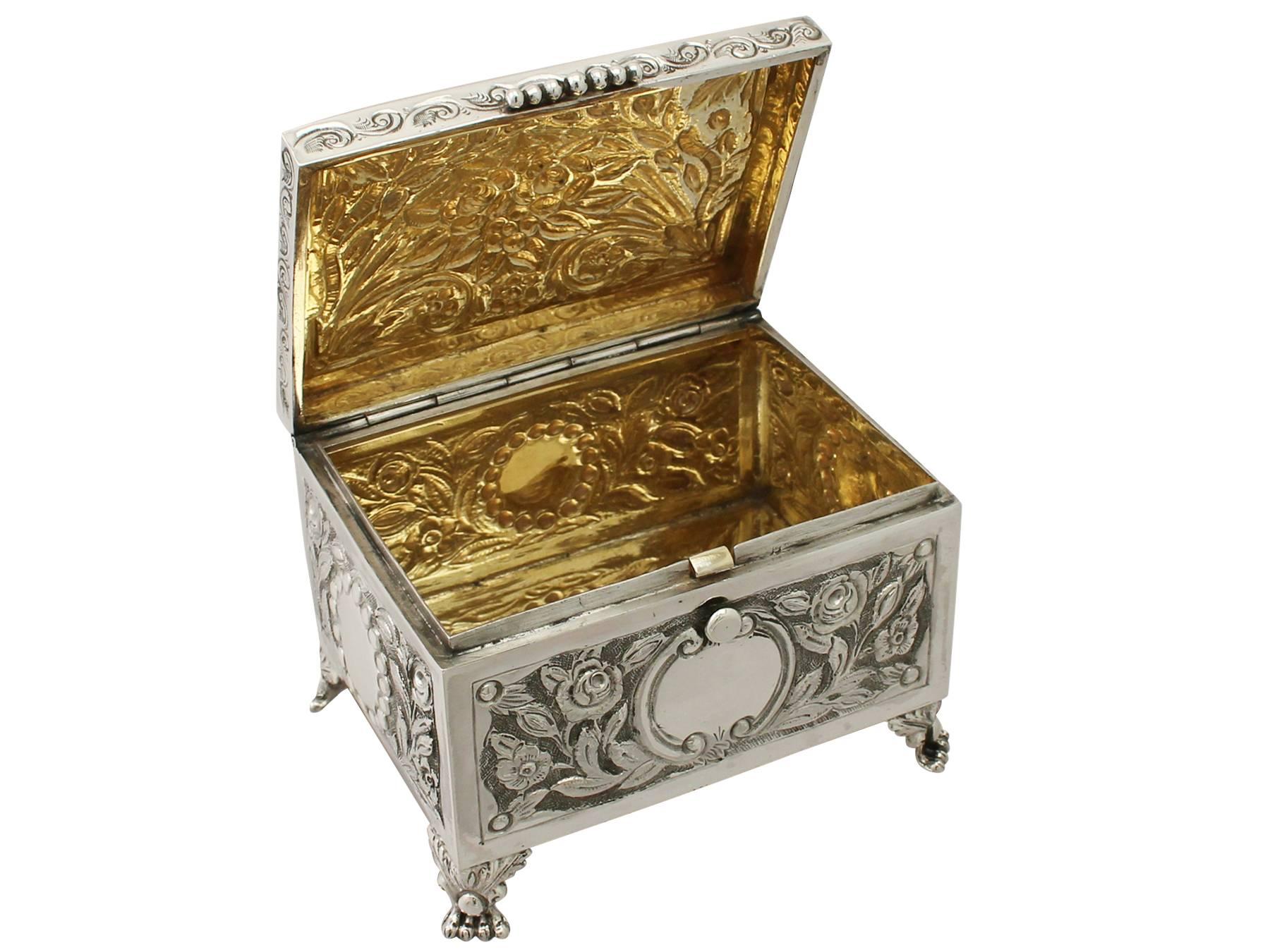 Sterling Silver Box/Jewelry Casket - Antique Edwardian In Excellent Condition In Jesmond, Newcastle Upon Tyne