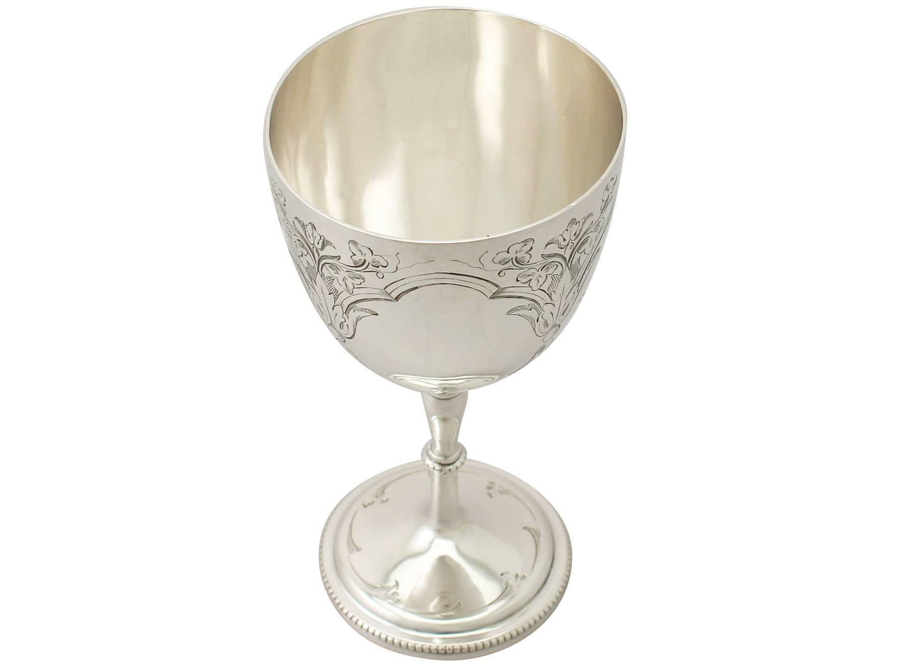 English Sterling Silver Goblet, Antique Victorian