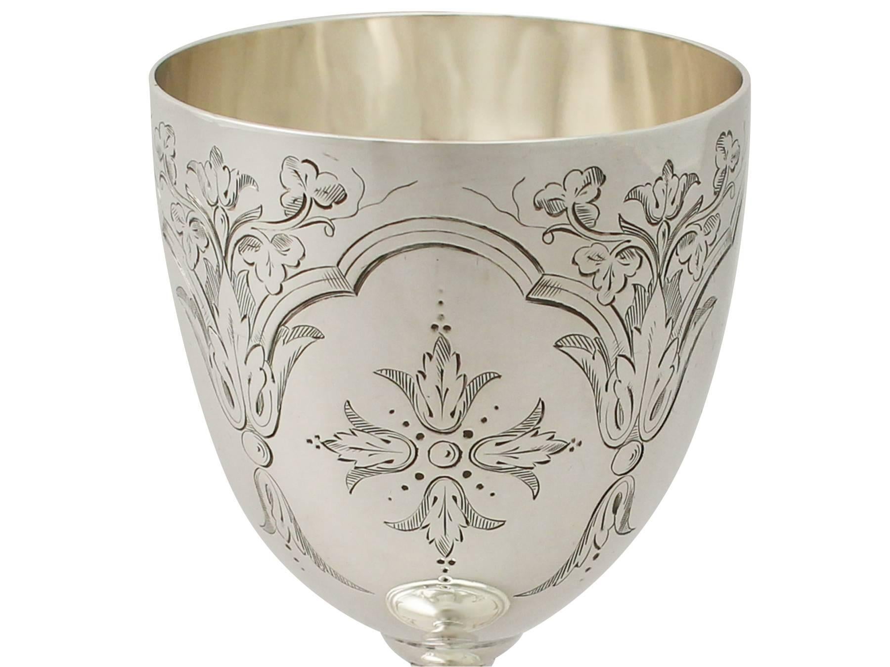 Mid-19th Century Sterling Silver Goblet, Antique Victorian