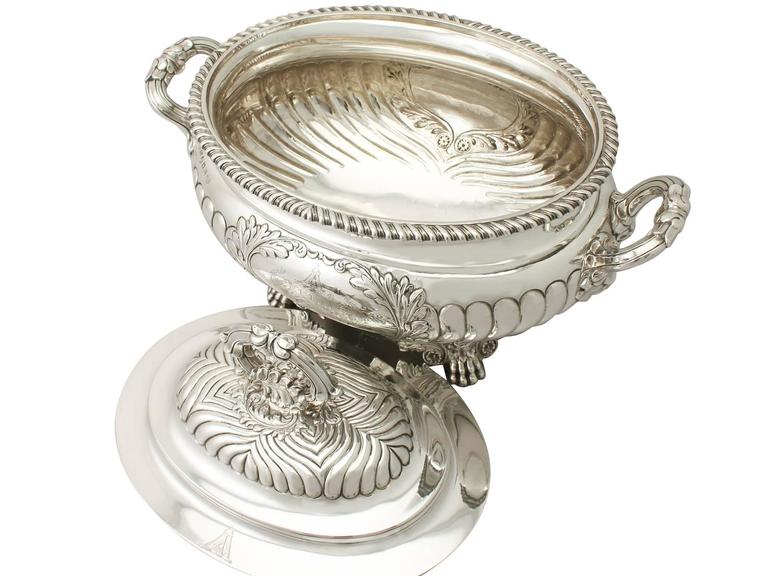 Sterling Silver Soup Tureen/Centerpiece Antique IV For Sale at