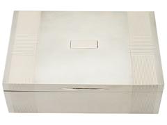 Sterling Silver Jewelry Box - Art Deco Style - Antique George VI