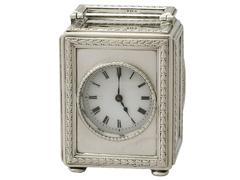 Sterling Silver Boudoir Clock, Antique Edwardian