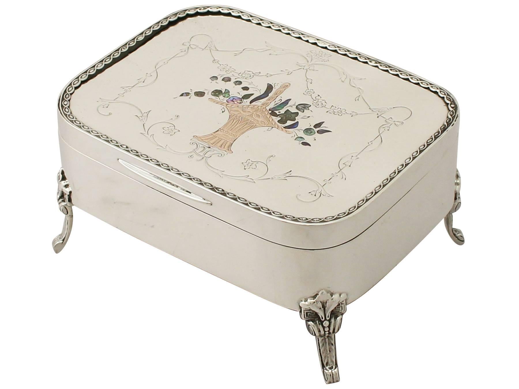 English Sterling Silver Jewelry Box - Antique Edwardian