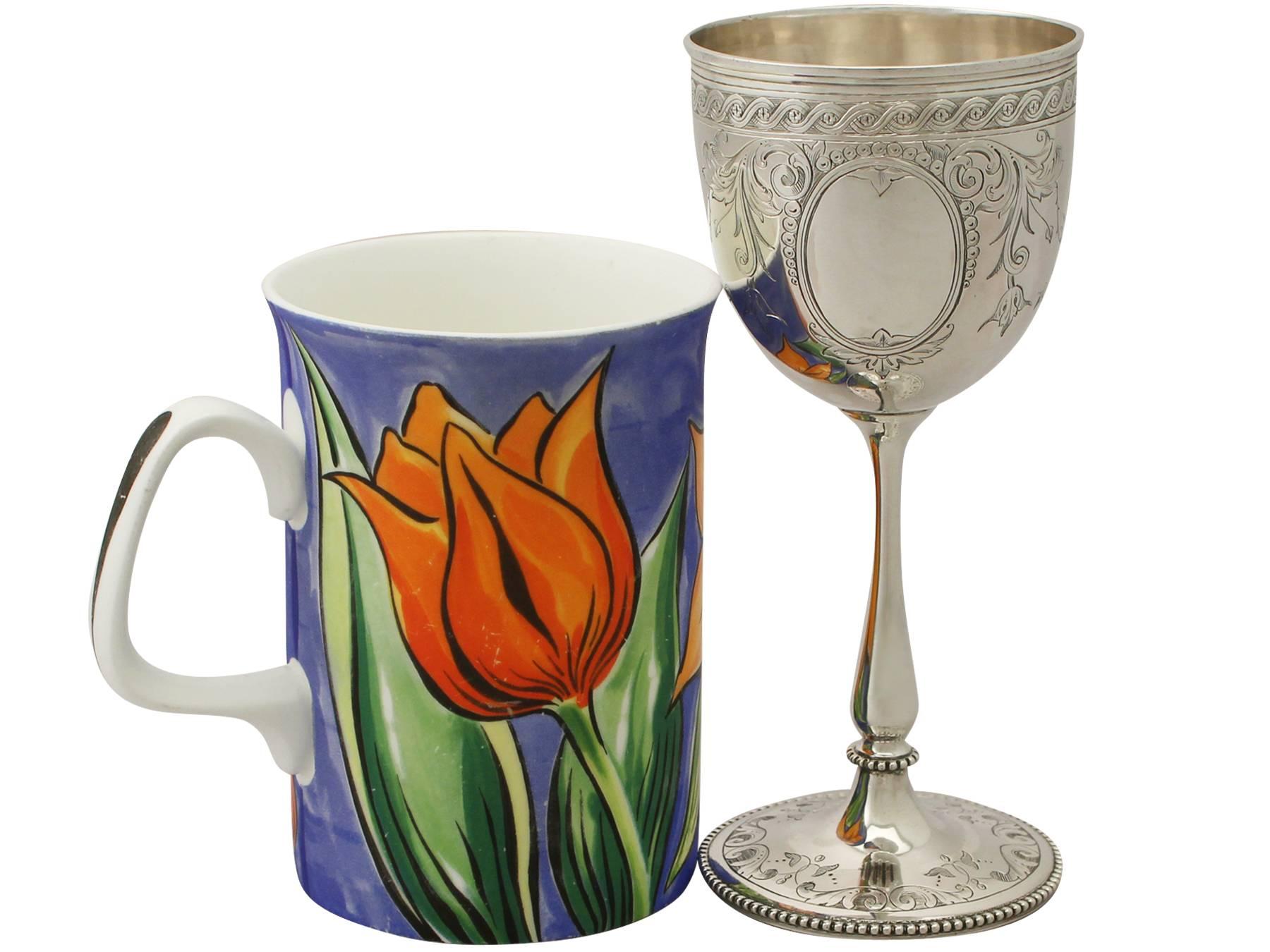 English Sterling Silver Goblet, Antique Victorian