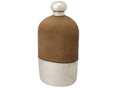 Newcastle Sterling Silver, Glass and Wicker Hip Flask by Isaac Cookson - Antique
