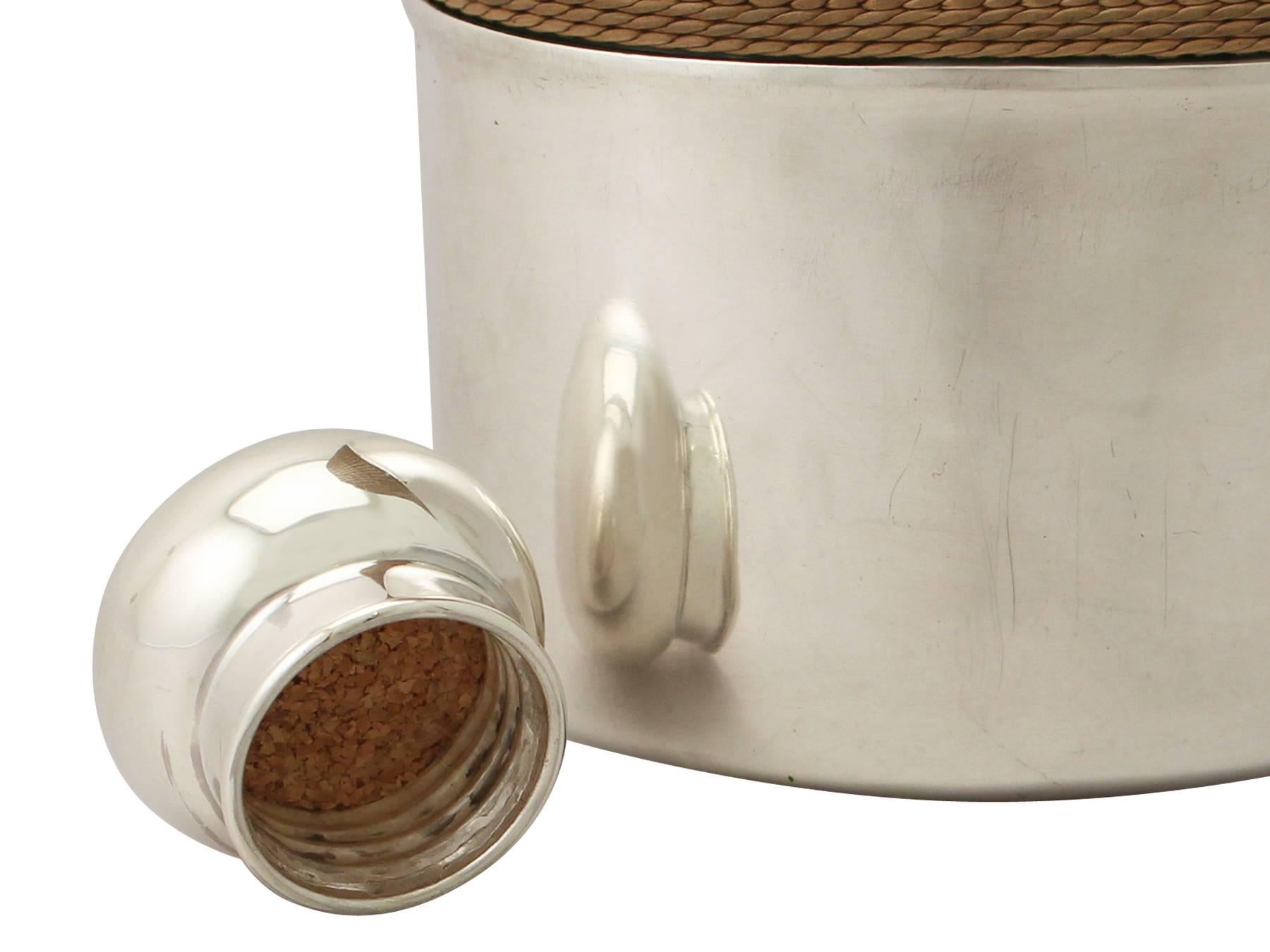 Newcastle Sterling Silver, Glass and Wicker Hip Flask by Isaac Cookson - Antique 1