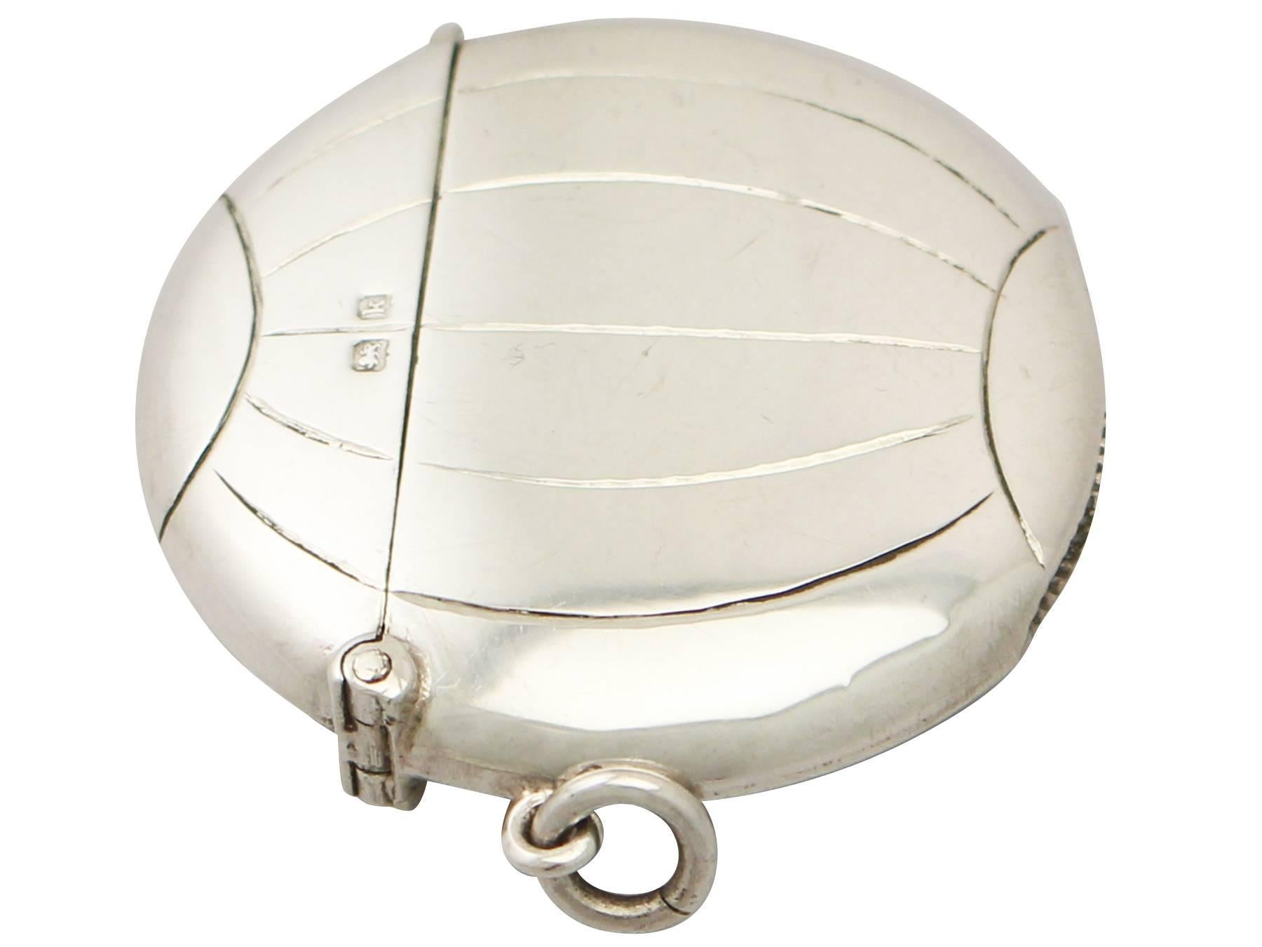 Early 20th Century Sterling Silver 'Football' Vesta Case - Antique Edwardian