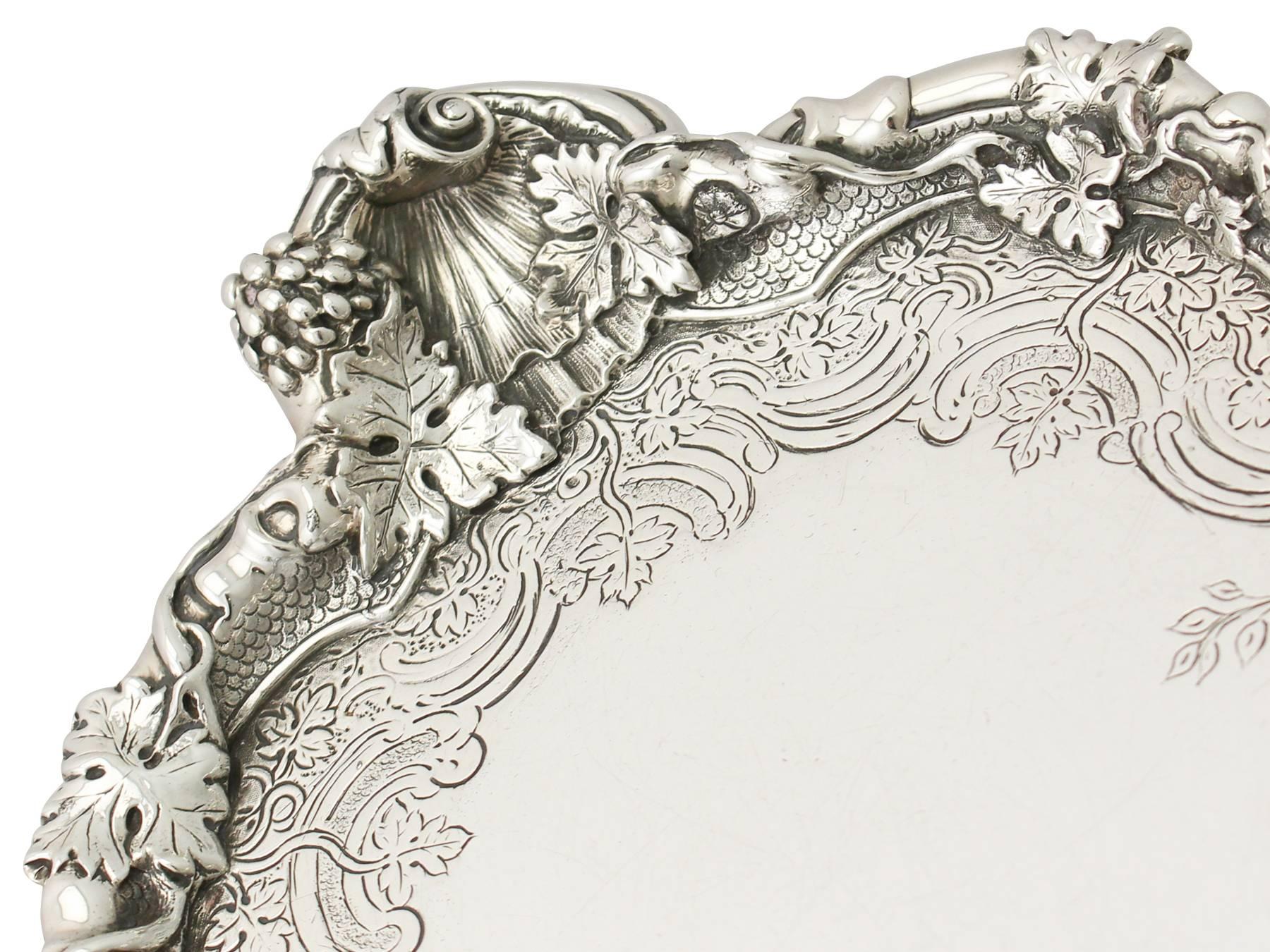 English Antique George II Rococo Style Sterling Silver Salvers by Paul de Lamerie