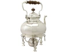 Sterling Silver Spirit Kettle - Queen Anne Style, Antique George V