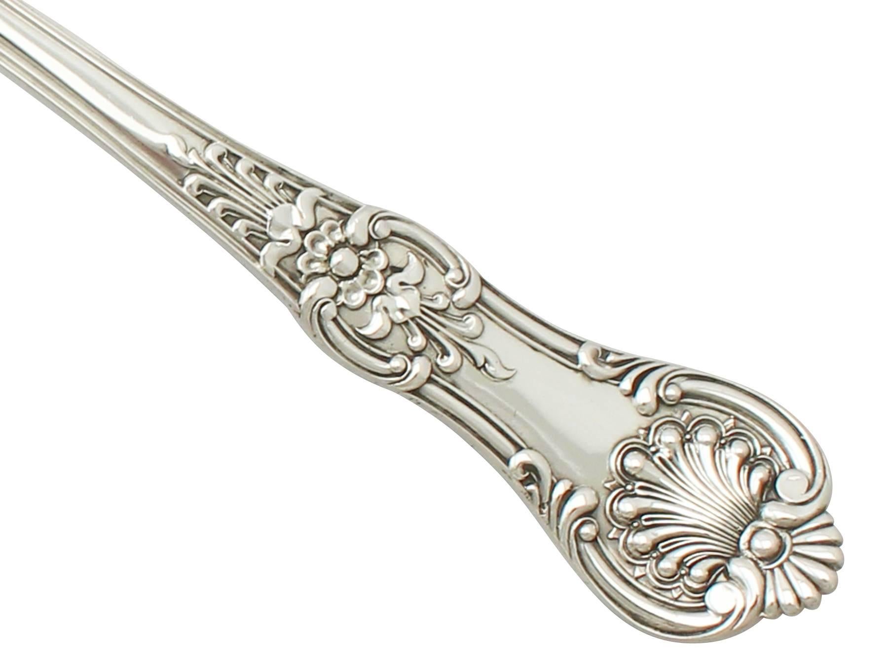 English Sterling Silver Queen's Pattern Gravy Spoon by George Adams, Antique Victorian