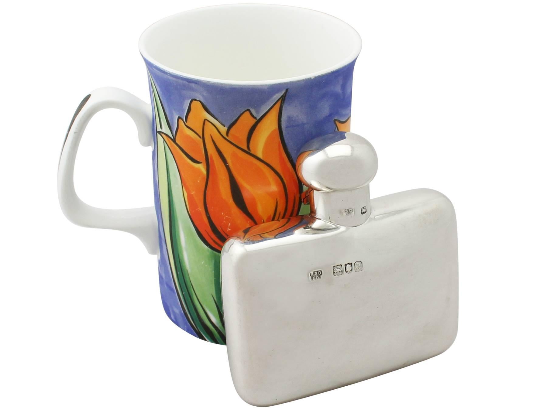 Sterling Silver Hip Flask, Antique Victorian 1