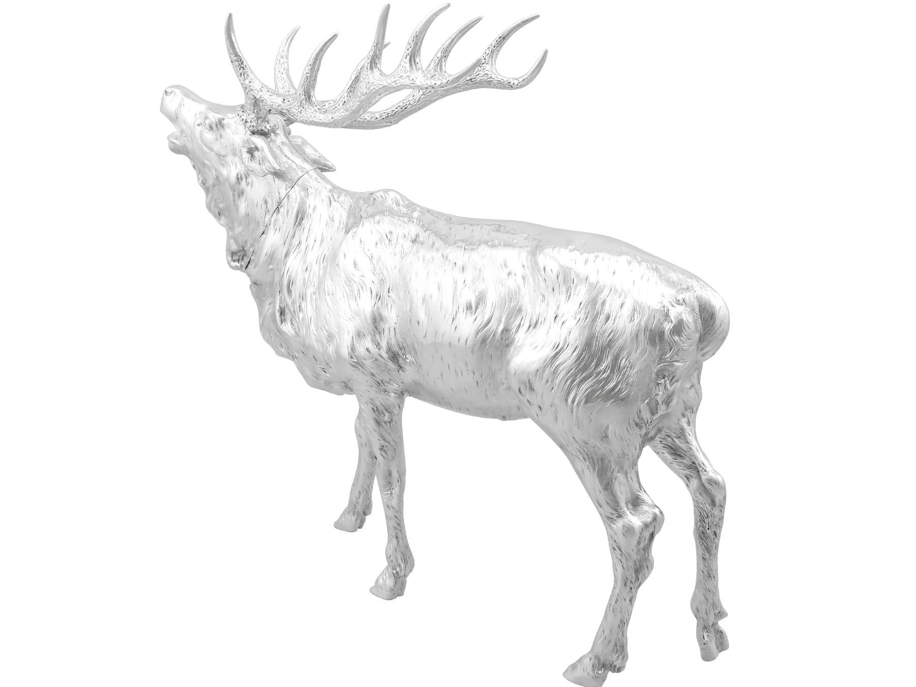 Antique Edwardian Sterling Silver Stag Sugar Box For Sale 4