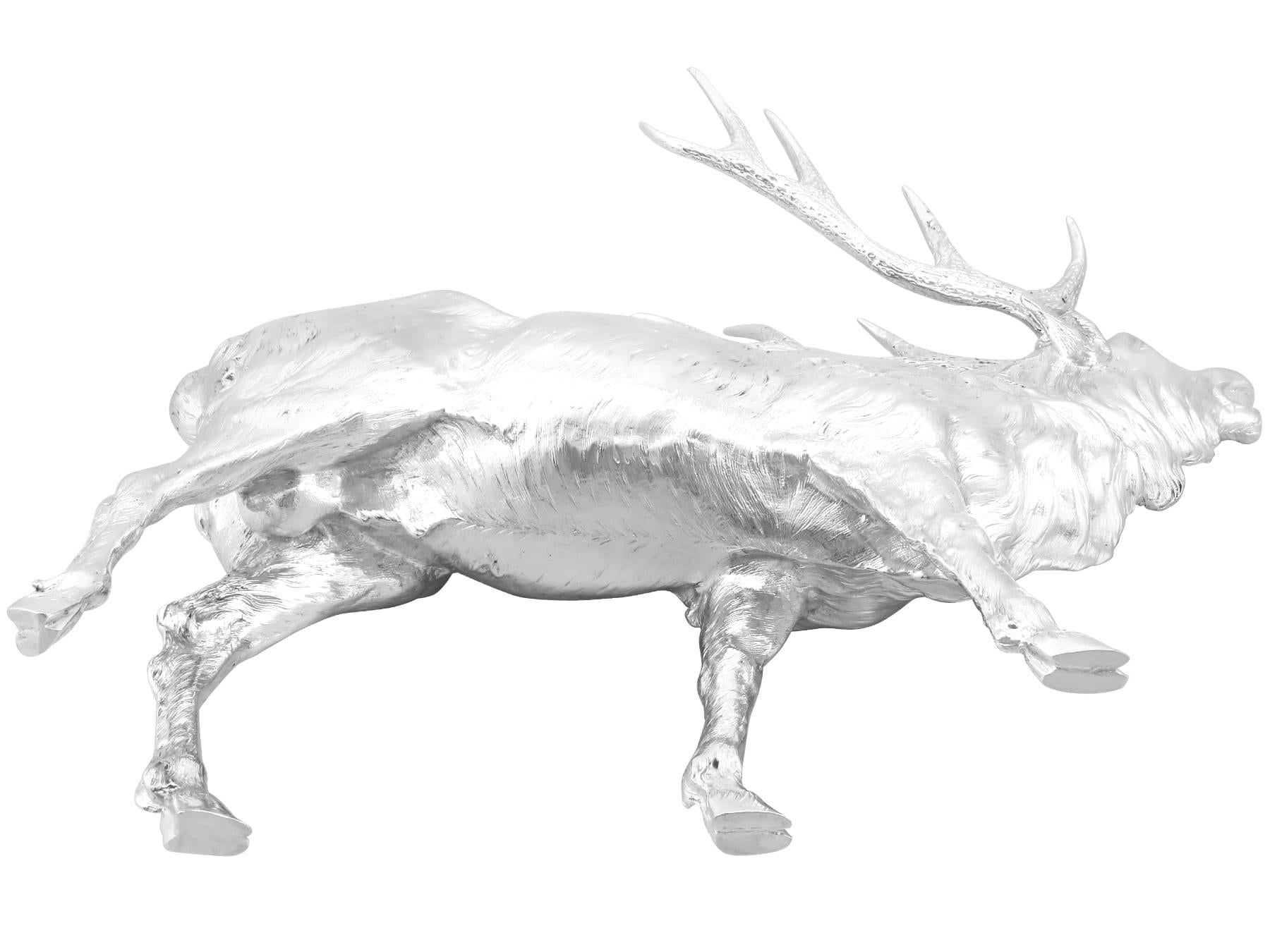Antique Edwardian Sterling Silver Stag Sugar Box For Sale 9