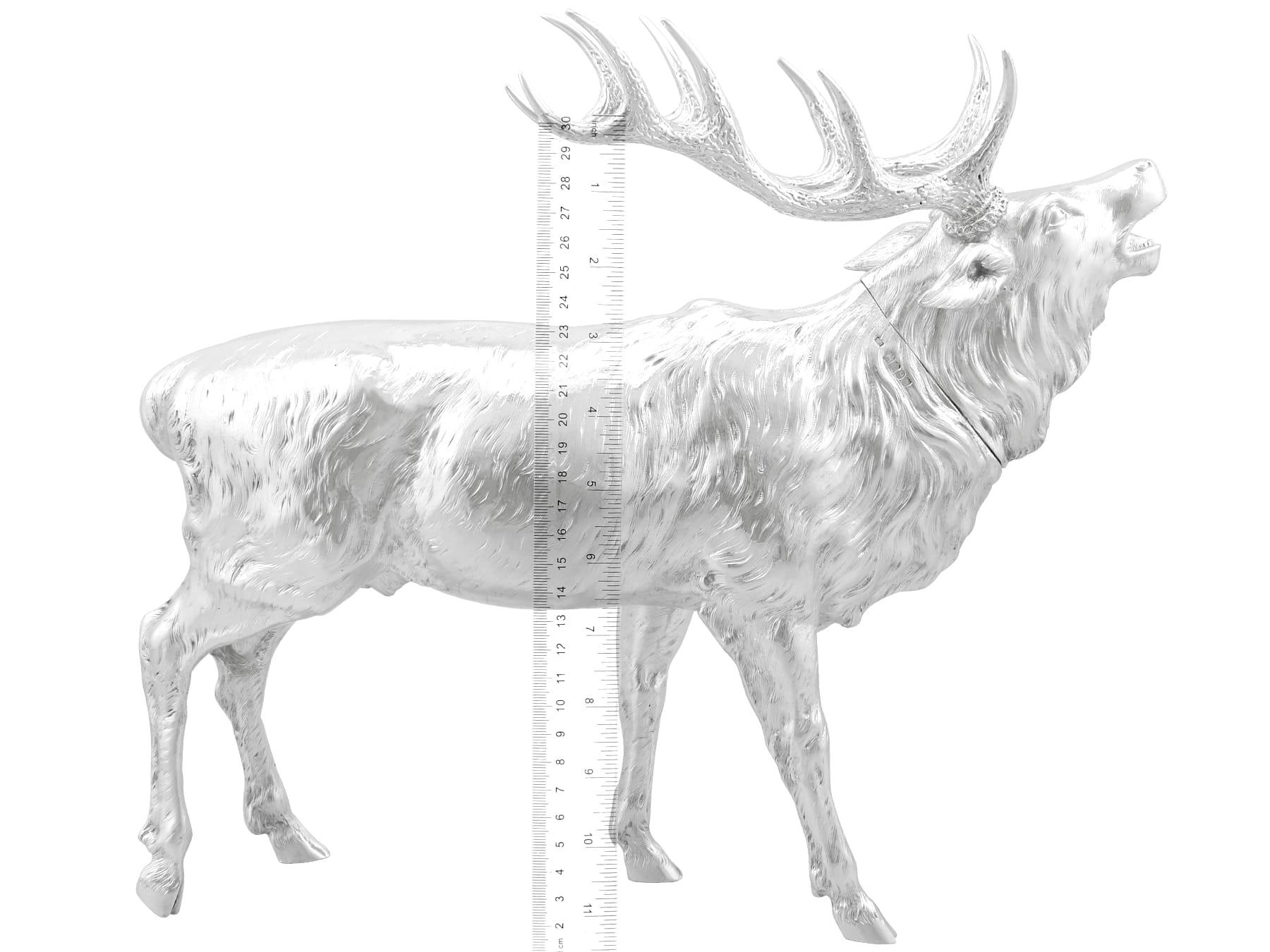 Antique Edwardian Sterling Silver Stag Sugar Box For Sale 10